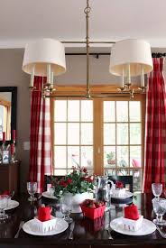 Living room is made for meeting guests. Dining Room Red Buffalo Check Drapes Red Dining Room Dining Room Curtains Elegant Dining Room