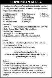 Saat ini pola bekerjasama dengan lebih 50 prinsipal dari 15 negara dan memiliki. Lowongan Kerja Banjarmasin Post