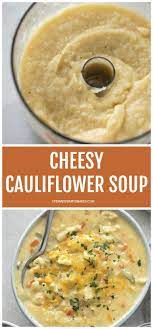 Cheesy Cauliflower Soup Recipe Life Made Simple Recipe Cauliflower Soup Cheesy Cauliflower Soup Food Processor Recipes