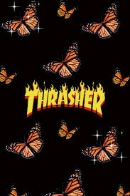 Aesthetic Thrasher Orange Butterfly Wallpaper Butterfly Wallpaper Iphone Butterfly Wallpaper Iphone Wallpaper Tumblr Aesthetic Vaporwave, music, blue, style, purple, yellow, sunset, background. aesthetic thrasher orange butterfly
