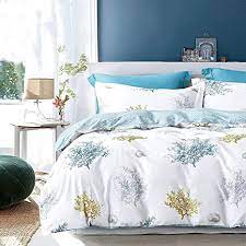 Airlie beach myaura bed and breakfast, airlie beach picture: Amazon Com Fadfay Coastal Beach Bedding Set Queen Size 100 Cotton White Duvet Cover Set Nautical Quilt Cover Tropical Coral Seashells Decorative Home Reversible Bedding 3 Piece New No Comforter Kitchen Dining