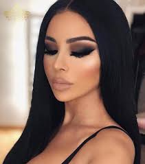 Black Smokey Eye Makeup Look Thick Lashes Black Hair Bronzed Tanned Skinn In 2020 Dark Makeup Smokey Eye Makeup Face Makeup