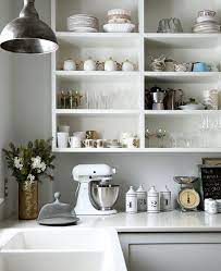 Hodedah long standing kitchen cabinet with top & bottom enclosed cabinet space, one drawer, large open space for microwave, white. 30 Kitchens That Dare To Bare All With Open Shelves House Home