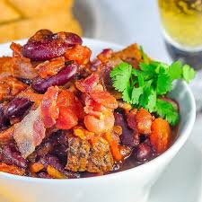 Get the recipe from the kitchen magpie. Prime Rib Beer Bacon Chili A Leftover Luxury Meal