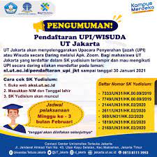 Check spelling or type a new query. Ut Jakarta On Twitter Hallo Sobatutjkt Ut Jakarta Akan Menyelenggarakan Upi Wisuda Secara Daring Khusus Mahasiswa Ut Jakarta Yang Terdaftar Dalam Sk Yudisium Terlampir Dan Mau Mengikuti Upi Secara Daring Silakan Mendaftar Pada