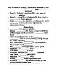 Student Note Guide Ppt Unit Ix Lesson Iii Galaxy Classification Hubble S Law