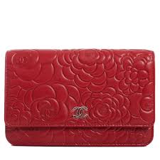 Chanel Red Lambskin Camellia Wallet On Chain Woc Chanel Chain Bag Chanel Bag Bags Designer