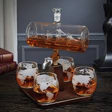 So we clear through the clutter of glassware out there to feature only the most unique glassware aching to be filled with your finest spirits. Sail Away Whiskey Decanter Set With Globe Glasses