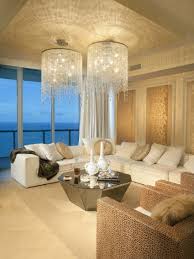 Glamour And Elegant Living Room With Crystal Chandeliers Designs Beige Living Rooms Contemporary Living Room Elegant Living Room