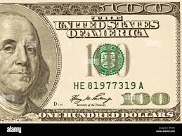 Half of Hundred Dollar Bill Stock Photo