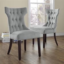 Upholstered in a cotton and polyester blend fabric; Dorel Living Clairborne Tufted Hourglass Dining Chair Set Of 2 Gray Walmart Com Walmart Com