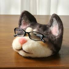 受注制作 めがね置き猫 ご希望の毛色で 猫の顔 羊毛フェルト 作品 猫
