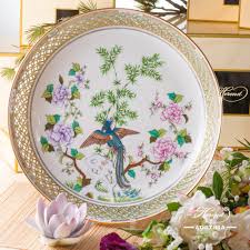 It is a material prepared by burning and melting quartz, feldspar, kaolin, and clay. Phoenix Special Ornamental Plate Herend Austria