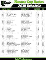 Nascar cup series at charlotte 310 charlotte motor speedway **race was postponed to may 28 at 7 pm et. Printable 2018 Nascar Schedule Nascar Race Schedule Nascar Nascar Cup