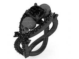 Marseille 1 25ct Natural Black Diamond Black Gold Skull Engagement Ring Skull Engagement Ring Skull Wedding Ring Black Gold Jewelry