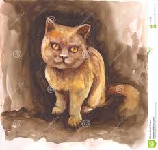 Gato Da Aquarela Com Cores Do Marrom Do Cafe Pintura Da Escova Ilustracao Stock Ilustracao De Livro Tons 71141559