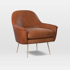 Phoebe Mid Century Chair Parc Leather Black Brass Legs West Elm Leather Chair White Dining Chairs Furniture