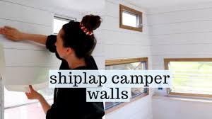 Wallpops shiplap reclaimed wood peel and stick wallpaper. How To Shiplap Walls For Our Camper Peel And Stick Shiplap Wallpaper Tips Tricks Youtube
