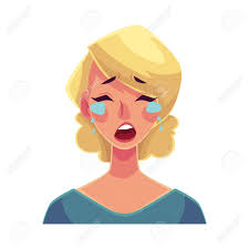 Jolie Femme Blonde Pleurer Expression Du Visage Vecteur De Dessin Anime Illustrations Isole Sur Fond Blanc Belle Femme Pleurer Verser Des Larmes Triste Coeur Brise Dans La Douleur Expression Du Visage En
