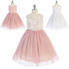 Ivory Rose White Flower Girls Dress Rosettes Glitter Wedding Party Easter Fancy Ebay White Flower Girl Dresses Flower Girl Dresses Girls Fancy Dresses