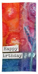 If someone asked me what i've done in the past year. Happy Birthday Watercolor Floral Card Beach Towel For Sale By Linda Woods