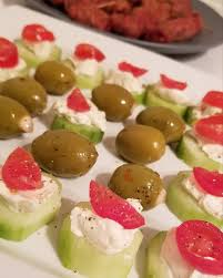 Olives Cucumbers Tomatoes Creamcheese Cheese Philadelphia Sausagewrappedinbacon Olivesstuffedwithgarlic Food Appeti Food Combining Food Snack Recipes
