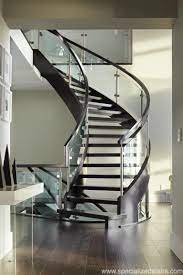 Curved Open Rise Maple Specialized Stair Rail Glass Railing Stairs Glass Staircase Railing Staircase Design