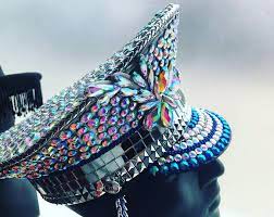 Custom Burning Man Hat Captain Hat Captain Hat Festival Hat Costume Hat Burner Captain Hat Military Hat Festival Hat Burning Man Hat Rave Hats