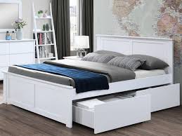 Coco White Queen Bed With 4 X Storage Drawers Hardwood Frame Bed Frame With Storage White Bed Frame White Queen Bed Frame Alington wooden bed frame queen sized. hardwood frame bed frame with storage