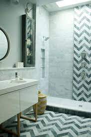 Looking for tiling ideas for your bathroom? Chevron Tiles Contemporary Bathroom Rethink Design Studio Bathroom Design Inspiration Floor Tile Design Floor Design