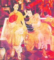 Image result for tranh vẽ thiếu nữ