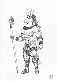 This Is An Ink Line Art Drawing Of The Egyptian God Set He Is The God Of Warfare Tactics Chaos The Deserts The R Line Art Drawings Egyptian Gods Line Art