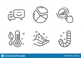 Skin Care Thermometer And Pie Chart Icons Set Happy