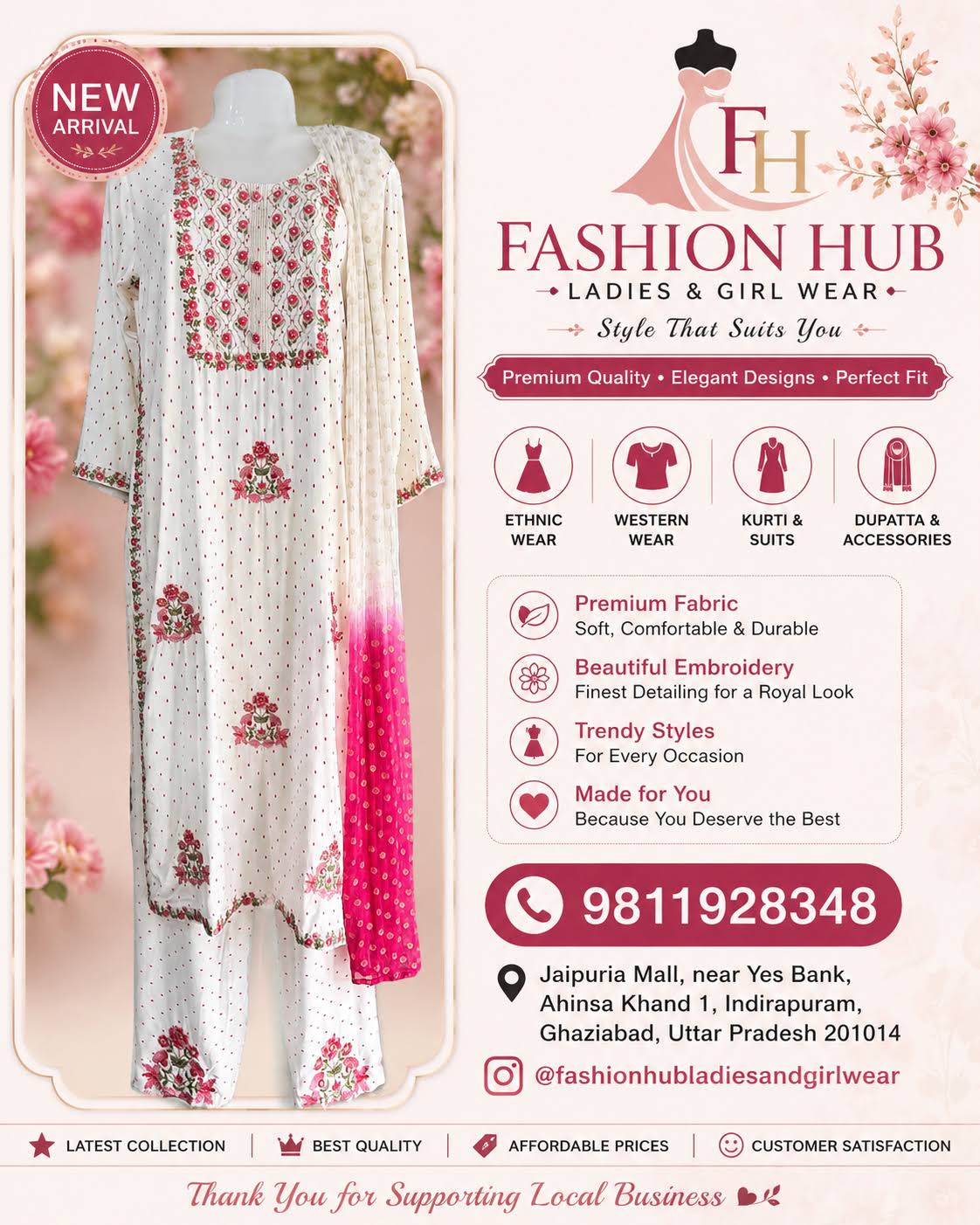 Elegant Floral Embroidered 3-Piece Suit Set product image