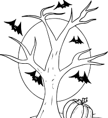 Halloween Tree Pumpkin Bat Cartoon Halloween Coloring Page Wecoloringpage Com Halloween Trees Halloween Coloring Halloween Cartoons