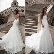 The delicate floral lace is delicately ruched to give beautiful movement to the gown. Sexy Slim Thin Word Shoulder Sleeveless Lace Fishtail Wedding Dress Vintage Wedding Gowns Zoppah Com Zoppah Online