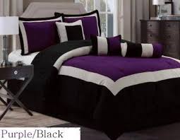 Most king comforter sets include a comforter and two matching pillow shams, while some sets include extra pieces such as a bed skirt or additional pillowcases. Amazon Com 7 Pc Modern Hampton Comforter Set Black Purple Bed In A Bag Full Size Bedding Comforter Sets Red Bedding Purple Bedding