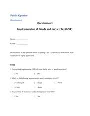 44 generate gst return file after the content of the taxable period is finalized, for online. Questionaire Implementation Of Gst Public Opinion Questionnaire Questionnaire Implementation Of Goods And Service Tax Gst Gender Course Please Course Hero