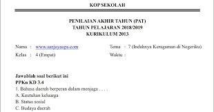 Silahkan beritahukan kepada kami jika soal tersebut tidak ada kunci jawabannya atau jawabannya salah, maka kami akan dengan cepat mengubahnya kembali. Soal Ujian Sd Kelas 4 Tema 7 Indahnya Keragaman Negeriku Sanjayaops