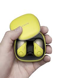 Remove the headset from the charging case to turn off the headset by pressing and holding the button on the left unit for more than 2 seconds. Sony New Ces Headphones Wf Sp700n Aluminum Anodized Button Circle Colors Copper Dock Ergonomics Headphones Headset Mate Design Gadgets Headphones Earphone