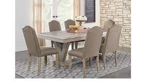 This stylish dining room by leslie cotter interiors combines neutral colors and bold wallpaper from thibaut's watermark collection with a retro hourglass chandelier designed by tip: Ventura Brown 5 Pc Dining Room Rectangle Rustic