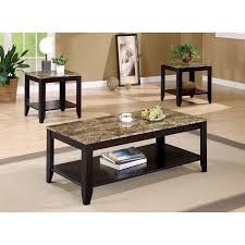 An oval coffee table can soften the look of a living room or family room as it offers added storage for drinks, snacks, magazines, and books. Coaster Furniture 3 Piece Coffee Table Set With Faux Marble Top Walmart Com Walmart Com
