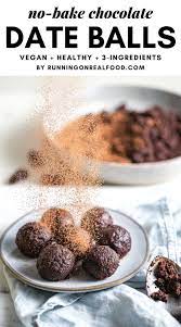 No Bake Chocolate Date Balls Recipe Food Processor Recipes Healthy Vegan Desserts Easy Vegan Dessert