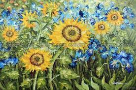 Tournesols) is the name of two series of still life paintings by the dutch painter vincent van gogh. 100 Hand Painted Golden Sunflower Blue Iris Garden Oil Painting On Canvas Van Gogh Repro Painting Free Shipping High Quality Oil On Canvas Hand Paintedoil On Canvas Paintings Aliexpress