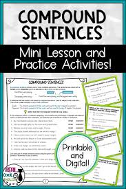 Compound Sentences Practice Activities Printable And Digital In 2020 Sentence Activities Compound Sentences Mini Lessons