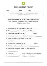 Arbeitsblatt Luckentext Zum Indianer Kostenlose Arbeitsblatter Indianer Arbeitsblatter