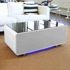 Here, i have listed down the top 10 best coffee tables with storage in 2021. Amazon Com Sobro Coffee Table With Refrigerator Drawer Bluetooth Speakers Led Lights Usb Charging Ports For Tablets Laptops Or A Cell Phone Perfect For Parties Or Entertaining White Kitchen Dining
