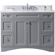 Virtu Usa Elise 48 In W X 22 In D Vanity In Grey With Marble Vanity Top In White With Whi In 2021 48 Inch Bathroom Vanity Marble Vanity Tops Bathroom Vanity Cabinets
