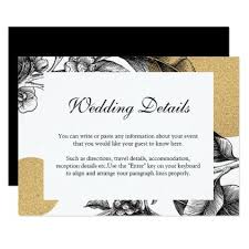 Black And Gold Wedding Card Design Black Gold And White Botanical Wedding Details Card Wedding Invitations Cards Cus Wedding Details Card Trendy Wedding Invitations Elegant Wedding Invitations
