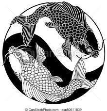 Two Koi Fishes Yin Yang Symbol Two Koi Carp Fishes In The Circle Of Yin Yang Symbol Tattoo Black And Whit Black Koi Fish Koi Fish Drawing Koi Tattoo Design